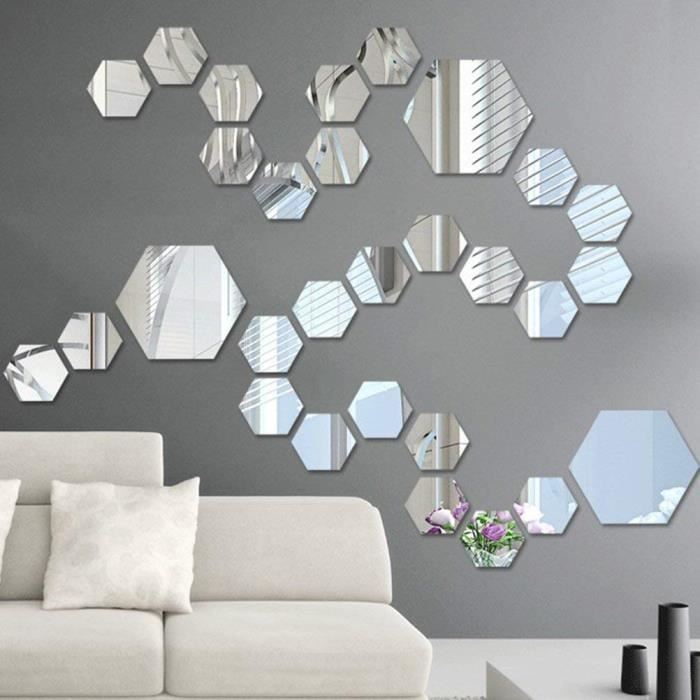 3D Hexagonal Miroir Stickers Muraux Amovible Autocollant Maison Art DIY Décor