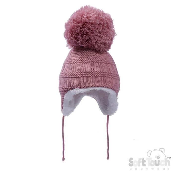 Bonnet bébé péruvien doublé sherpa pompon fille rose - Cdiscount  Prêt-à-Porter