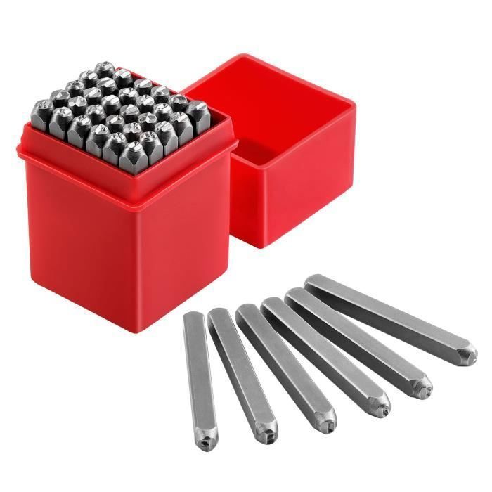 Kit Poinçon 38 Pièces - Lettres Et Chiffres En Acier - Marquage Métal, Bois, Cuir - Sans Marteau