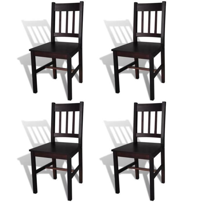 Chaises de salle à manger 4 pcs Marron foncé Pinède Chaises de salle à manger 4 pcs Marron foncé Pinède