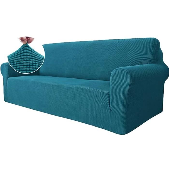 Housse de Canapé Stretch Imperméable - LEOCLOTHO - 3 Places - Vert Bleu
