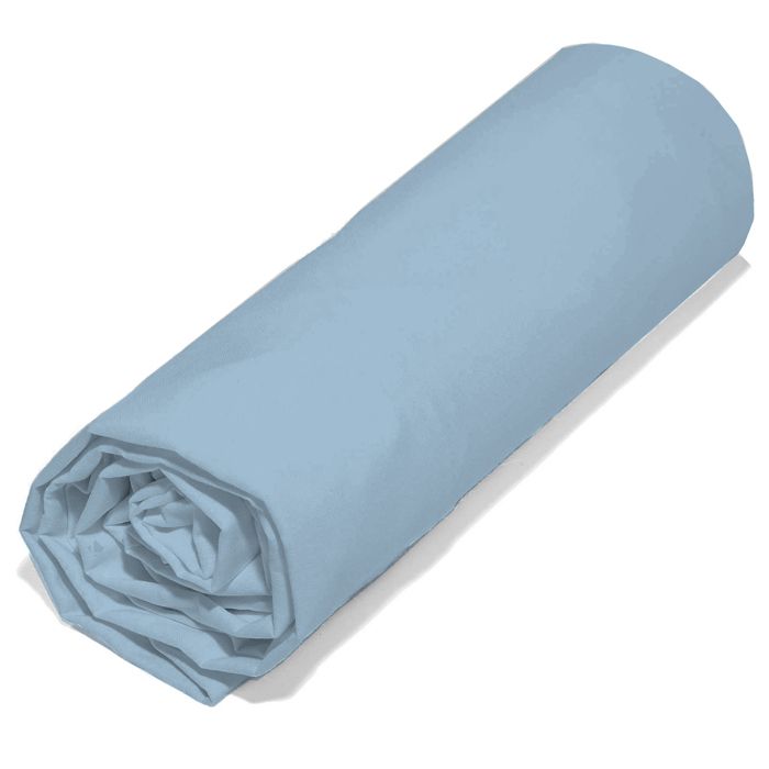 Drap housse 160x200 cm en 100% polyester microfibre LAGO bleu ciel bonnet 25 cm Drap housse 160x200 cm en 100% polyester microfibre LAGO bleu ciel bonnet 25 cm