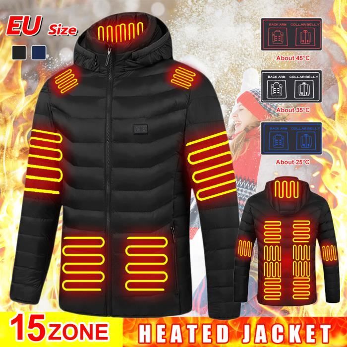 GJXJY Veste chauffante USB électrique Veste chauffante pour homme et femme  avec capuche, veste chauffante chaude pour le ski en plein air, le camping