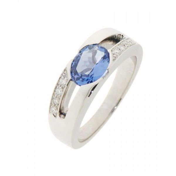 Bague Or Blanc Tanzanite Bleu Achat Vente Bague Anneau Bague