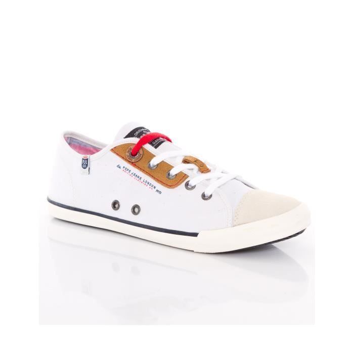 Basket PEPE JEANS Britt Blanche... Blanc Blanc Cdiscount Chaussures