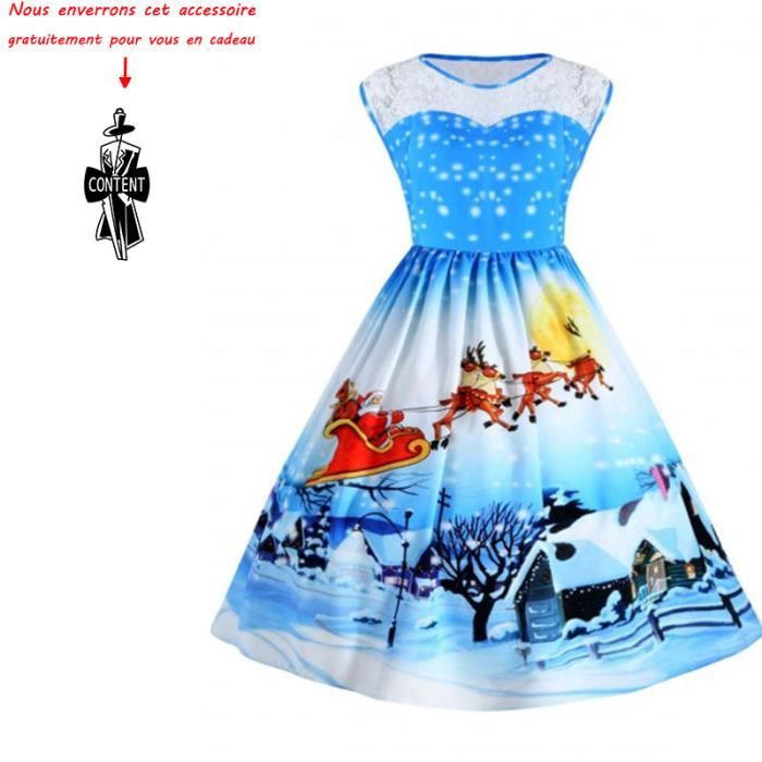 Robe Noel De Bal Vintage Femme Noel Grande Taille Avec Empiecement En Dentelle Et Empiecement En Dentelle Bleu Achat Vente Robe De Ceremonie Cdiscount