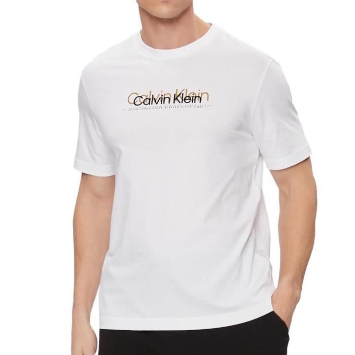 T-shirt Blanc Homme Calvin Klein Jeans Double