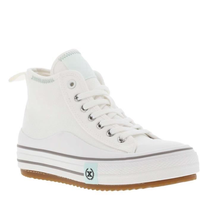 Baskets montantes plateau XTI Enfant Fille Fermeture zippee Semelle blanche Blanches Cdiscount Chaussures