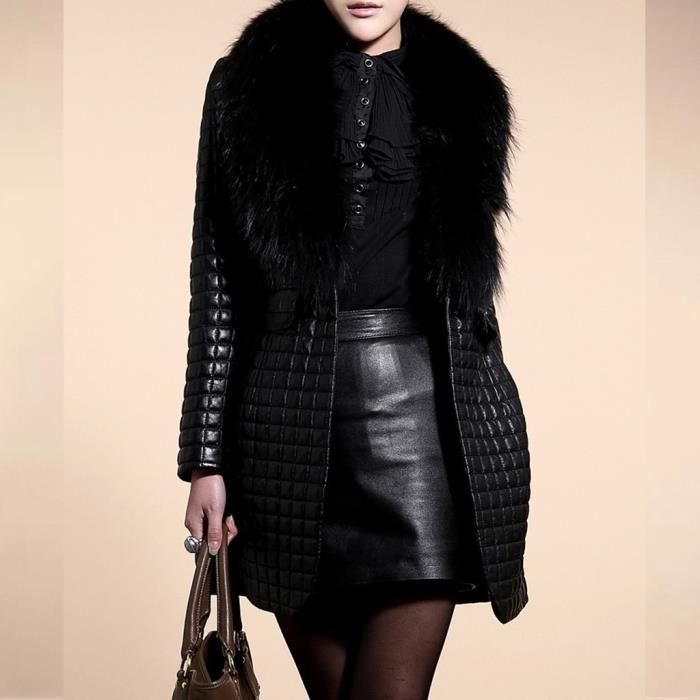Manteau noir cuir et fourrure online