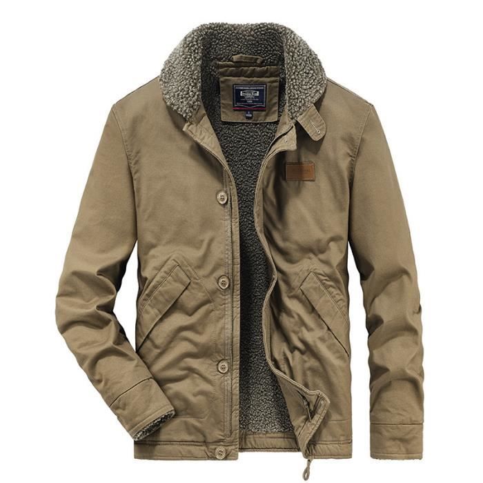 Veste Homme Coton Court Regular Fit Col A Revers Plus de velours Chaud Automne et hiver Marron Clair Marron clair Cdiscount Pret a Porter