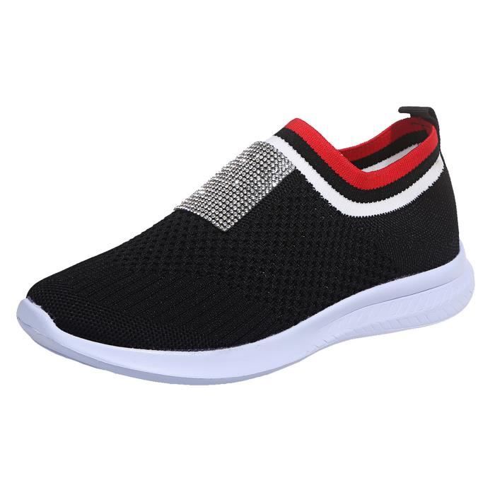 Chaussures de baskets à enfiler en cristal respirant à la mode pour femmes  Noir - Cdiscount Chaussures