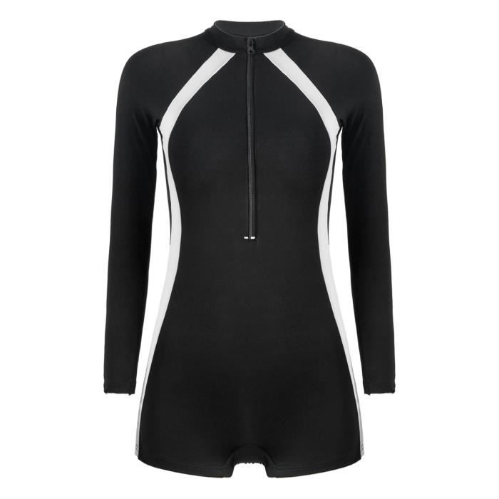 Maillot de Natation Femme Combinaison Demi Manches- Noir/Bleu Nuit - Prix  en Algérie