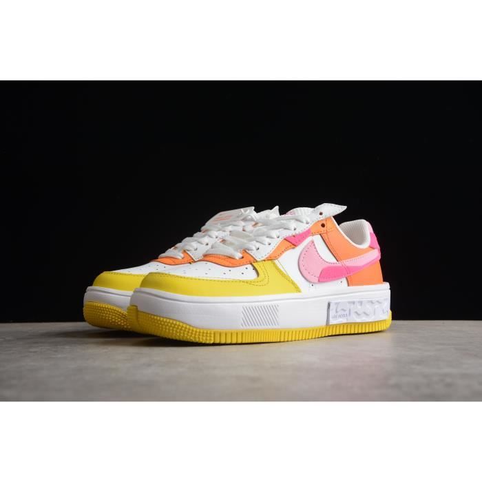Baskets NIKEEEs Airs Force 1 Low rose blanc jaune DX2675 100 AF1