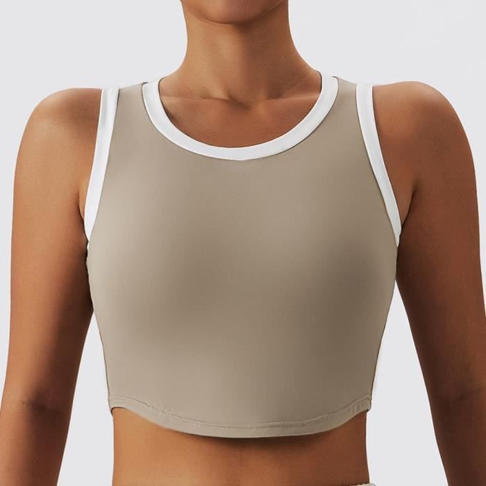 Top De Sport Femme Avec Soutien-Gorge Intégré - Sans Manches, Dos Nu, Pour Yoga, Gym, Entraînement