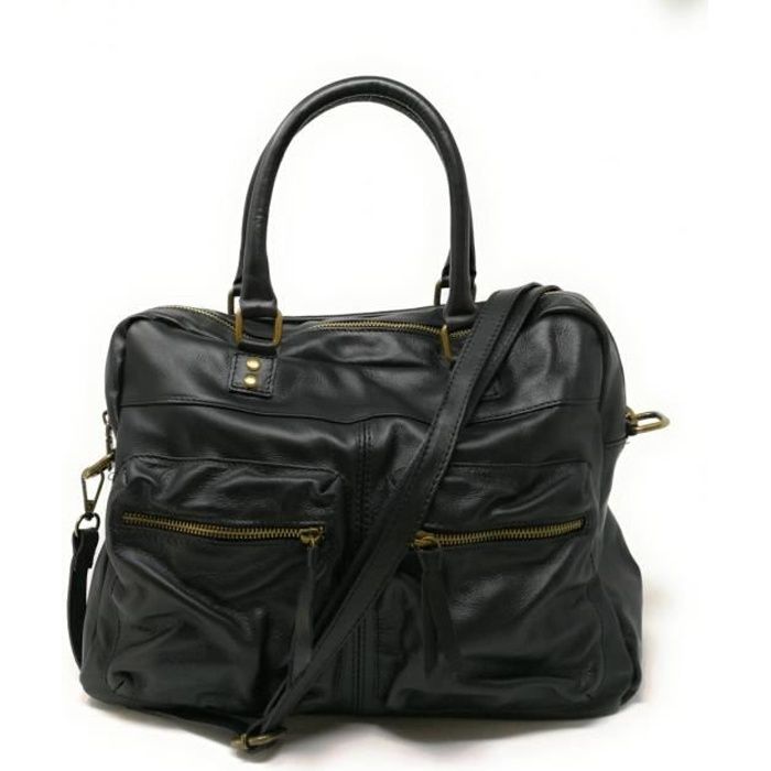 oh my bag sac à main cuir porté main bandoulière et de travers femmes en véritable cuir fabriqué en italie - modèle omb tokyo noir