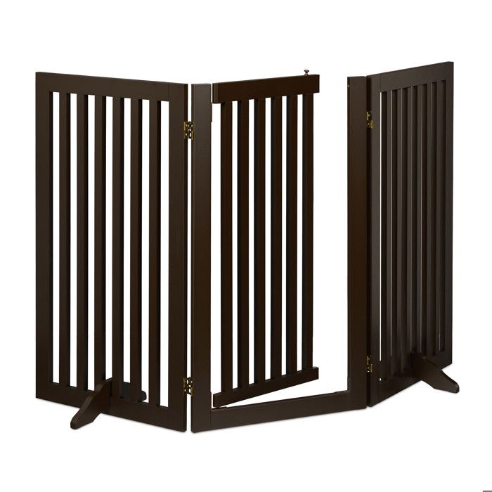 Meilleurs prix pour Relaxdays Barrière de sécurité non fixe porte pliable pieds H x L : 92 x 154 cm pour enfants et chiens marron