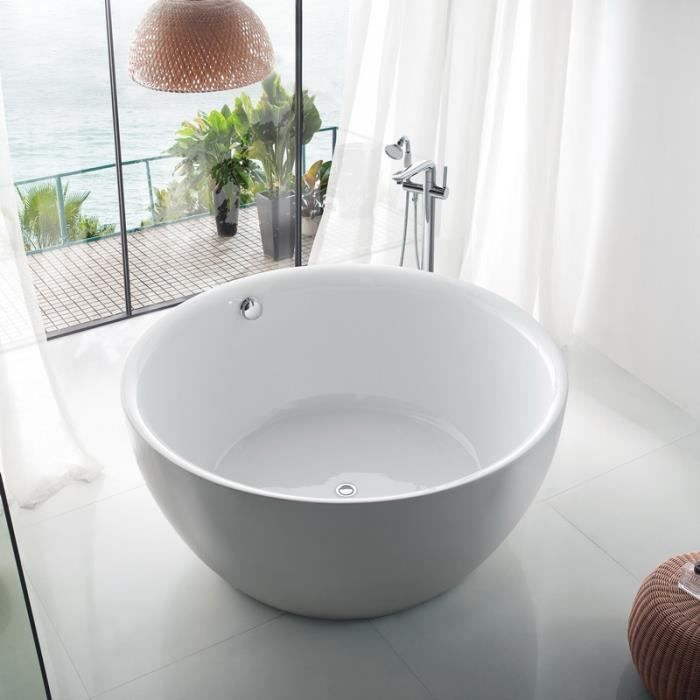 Baignoire ilot Ronde - Acrylique Blanc - 150 cm - Fidji