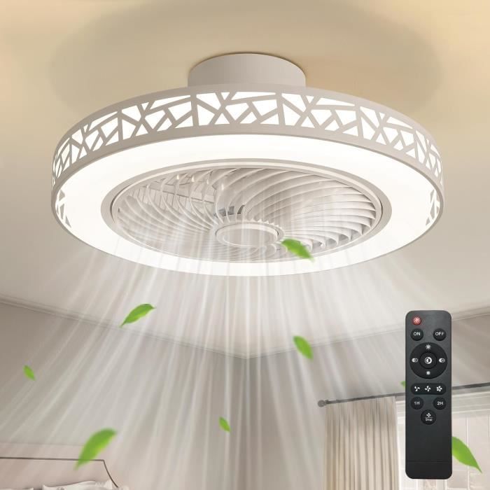 Ventilateur De Plafond Avec Lampe LED - 30W - 3 Vitesses - Télécommande - Température Lumière Réglable - Pour Petites Pièces