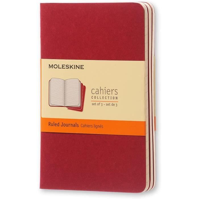 Moleskine Set de 3 cahiers lignés Format de poche Couverture souple 9 x