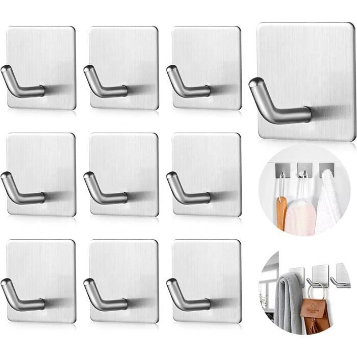 12Pcs Crochets Adhésifs Muraux En Acier Inox,Crochet