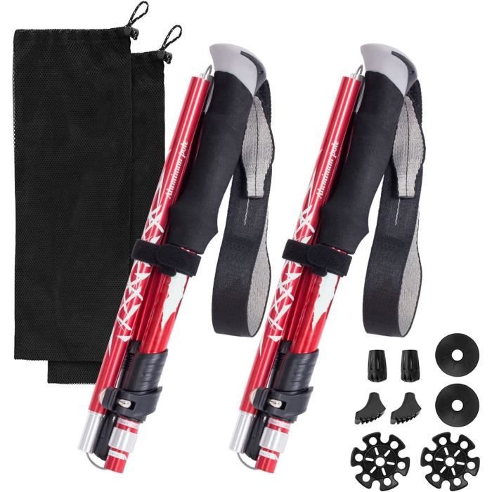 Bâtons Randonnée 2 Pièces Télescopiques Aluminium - 36-130cm