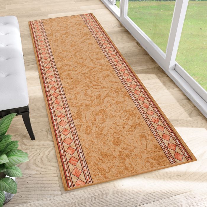 Carvapet Tapis De Passage 60x300 Cm Fleur Médaillon - Tapis Couloir Antidérapant Lavable Orange