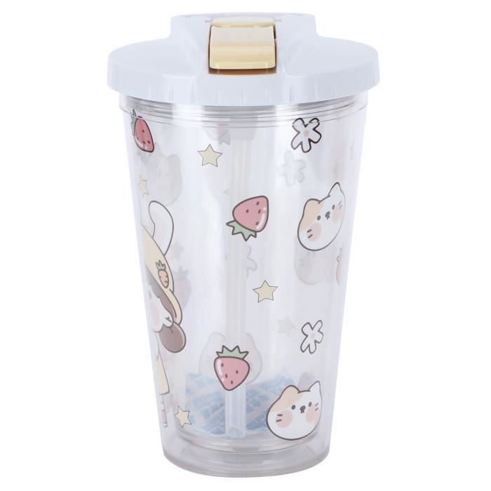 Lot De 4 Gobelets Cactus 450 Ml Avec Couvercle Et Paille – Verre Transparent Fun Pour Enfants Et Adultes