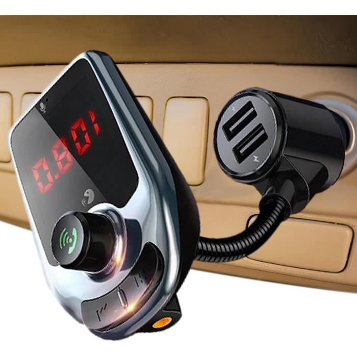 Emetteur Fm Bluetooth Adaptateur FM Bluetooth Voiture - Appel Mains Libres + Charge USB - Compatible SD Card Et Clé USB Transmetteur Fm Bluetooth