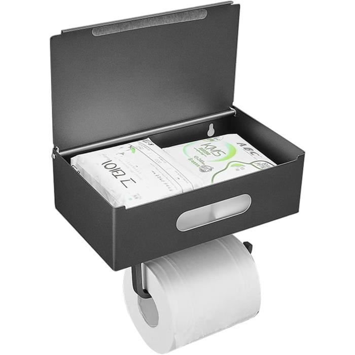 Porte Papier Toilette Gris Avec Boîte À Lingettes Humides, Support Papier  Toilette Adhésif Avec Tablette, Acier Inoxydable Po[H1252]