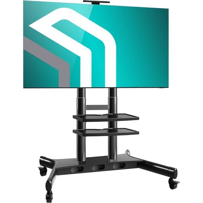 Support TV Mobile Sur Roulettes - Pour écrans 32 à 65 Pouces - Hauteur Réglable Jusqu'à 1,74 M - Capacité 35 Kg - VESA Jusqu'à 400x400 Mm - 3