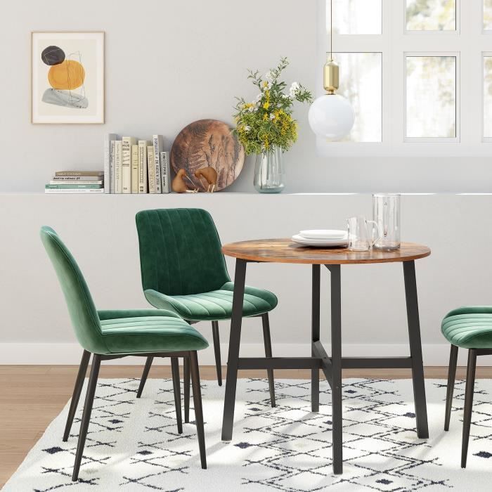 vasagle table à manger, table de cuisine ronde, 80 x 75 cm (ø x h), style industriel, marron rustique et noir