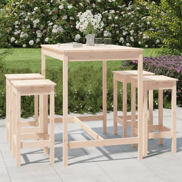 vidaXL Ensemble de bar de jardin 5 pcs bois de pin massif ensemble de bar ensemble de meubles ensemble de bar extérieur 3154745