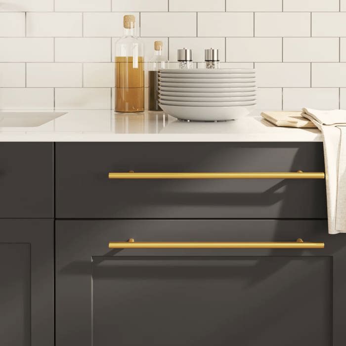 vidaXL Poignées dArmoire 10 pcs Poignées de Porte avec Vis Poignées de Tiroir pour Placards Buffets Casiers Caisses Doré 3203625