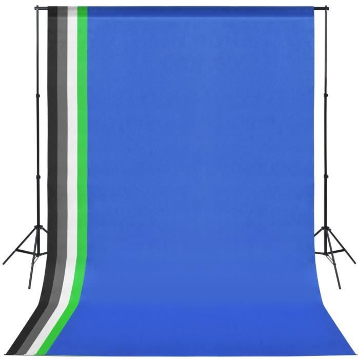 VidaXL Kit de studio avec 5 toiles de fond colorées et cadre réglable