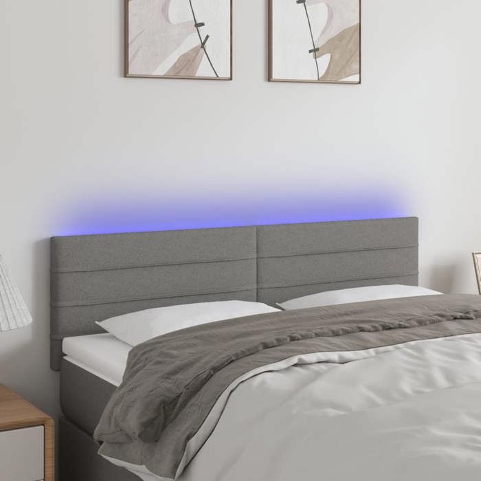 vidaXL Tête de Lit à LED Meuble de Chambre à Coucher Accessoire de Lit Double Tête de Cadre de Lit Intérieur Gris Foncé 3121751