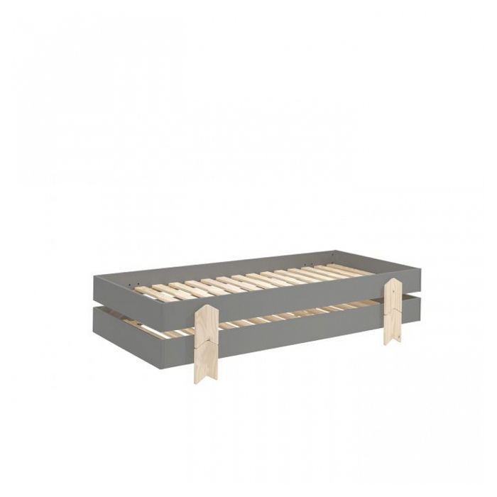 2 Lits Modulo Arrow gris Empilables 90x200 L 203 6 x Lg 93 8 x H 27 5 cm 2 Lits Modulo Arrow gris Empilables 90x200 L 203 6 x Lg 93 8 x H 27 5 cm