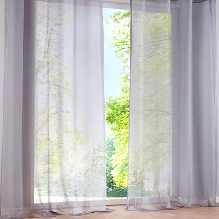 Rideau Voile Moderne Prêt à Poser - Blanc Largeur 250+ Cm Sur Mesure