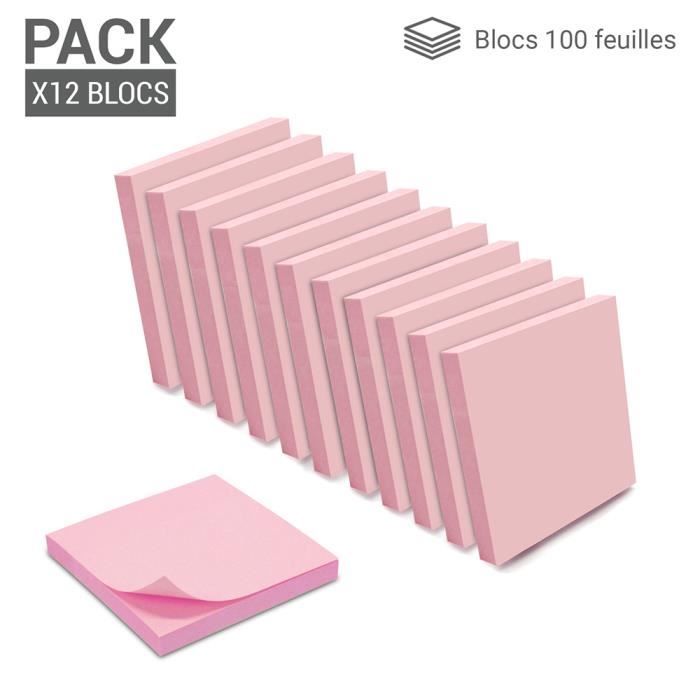 75x75mm D.RECT Notes repositionnables Cœur Pack de 1200 feuilles de notes adhésives 12x100| Feuillets autocollants 