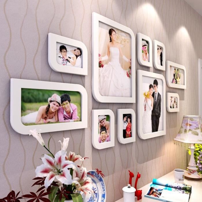 Kit 10 Cadres Photo En Bois à Décorer - DIY Enfant Avec Autocollants Strass Et Crayons, 20x15 Cm, Projet Créatif