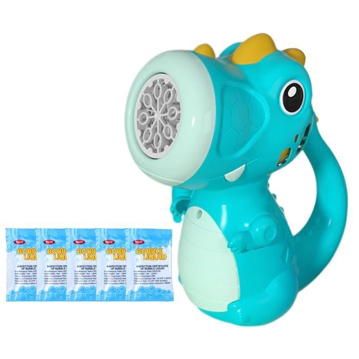 Pistolet à Bulles Dinosaure électrique – 5000 Bulles/min – Lumières LED Et Sons – Pour Bain, Piscine, Jardin – Dès 3 Ans – Lot Avec Liquide