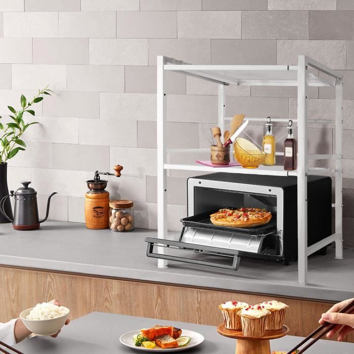 Support Mural Réglable Pour Micro-ondes - Acier Inoxydable - Charge Max 35 Kg - Longueur 23 à 40 Cm - Gain De Place Cuisine