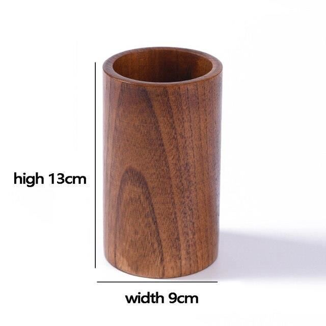 Porte-ustensiles De Cuisine Rond En Bois - Diamètre 15 Cm, Hauteur 8,7 Cm - Organisateur Pour Spatules, Couverts, Baguettes
