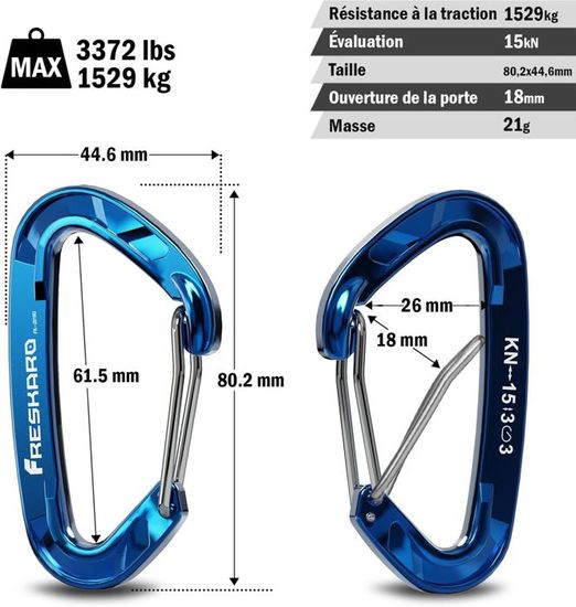 Moschettoni Wiregate FresKaro - Alluminio 7075, 15kN, Ultraleggeri, 4 Pezzi Multicolore - Foto 10
