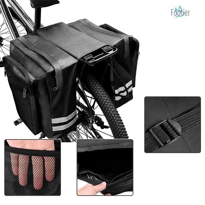 Sac porte-bagages double pour vélo, 30 L, Grands sacs de vélo étanches avec sangle et