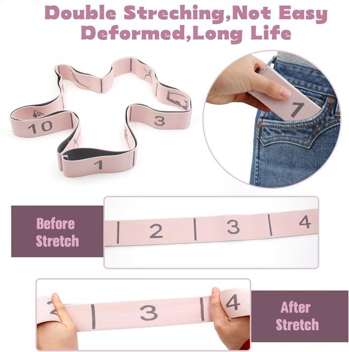 Sangle Résistance 8 Boucles Sangle Yoga Élastique Avec 8 Boucles - Fitness, Danse, Étirement - Nylon Résistant équipement Sportif Portable Sangle Résistance 8 Boucles Sangle Yoga Élastique Avec 8 Boucles - Fitness, Danse, Étirement - Nylon Résistant équipement Sportif Portable