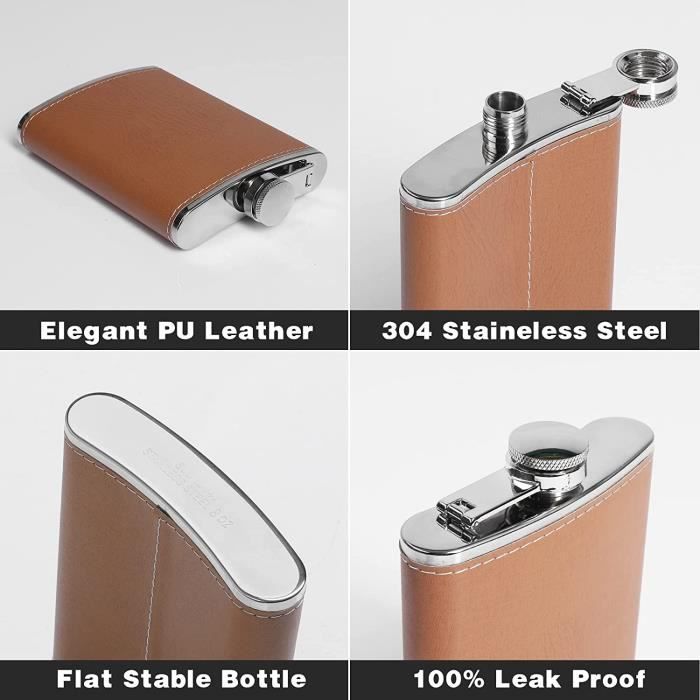 Flasque à Alcool Vintage – Cuir Marron – Fabrication Française