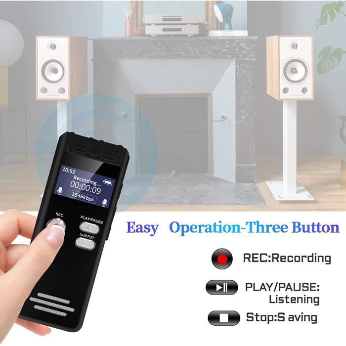 Dictaphone Numérique Stylo 128 Go - Enregistrement 1536 Heures, 360° Surround Pour Conférences