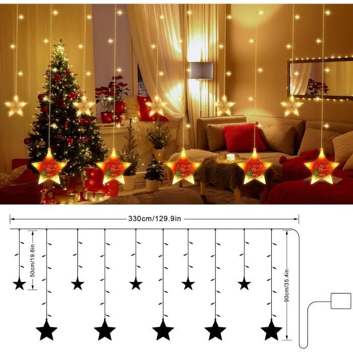 Guirlande électrique de Noël - rideau lumineux 490 leds 2 x 3 m