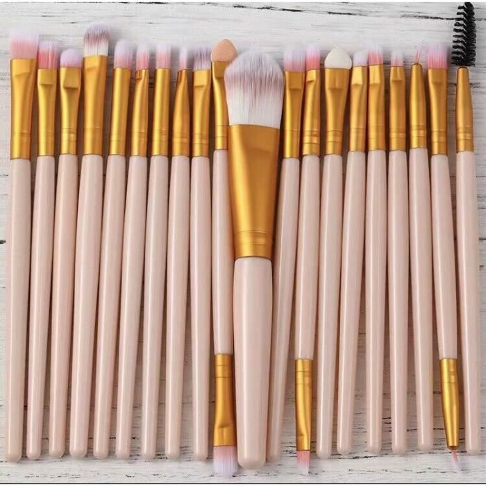 Kit De 20 Pinceaux De Maquillage Professionnels – Set Noir Double Tête Pour Tous Types De Peau