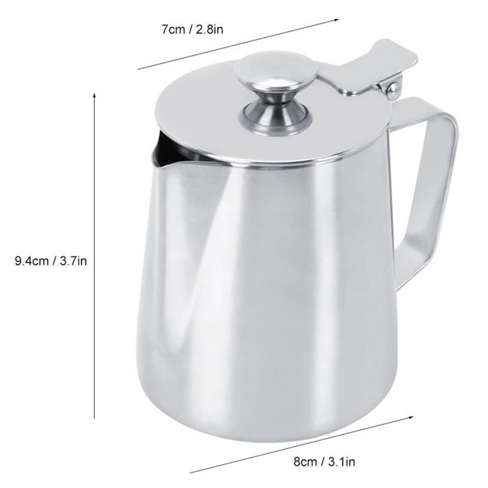 VFANDV Pot à Lait Inox 304 900 Ml Avec Mesure Intégrée - Pour Latte Art, Cappuccino, Mousse De Lait - Bec Verseur Précis